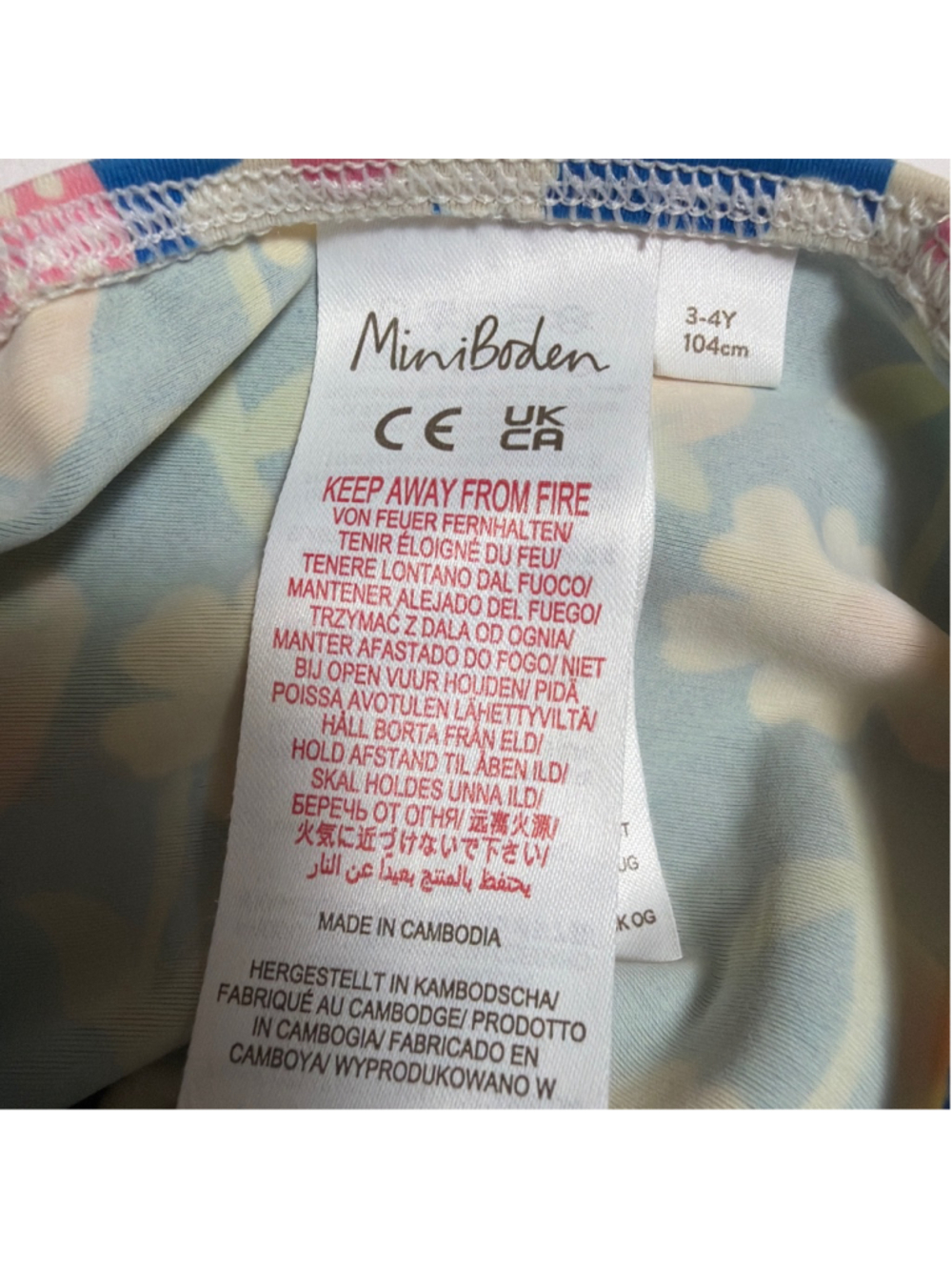 Girls Mini Boden One Piece Swimsuit 3T Blue Pink Strawberry Floral Bathing Suit - Picture 5 of 5